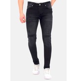 TRUE RISE Gescheurde Jeans Heren Slim Fit -DC-049- Zwart