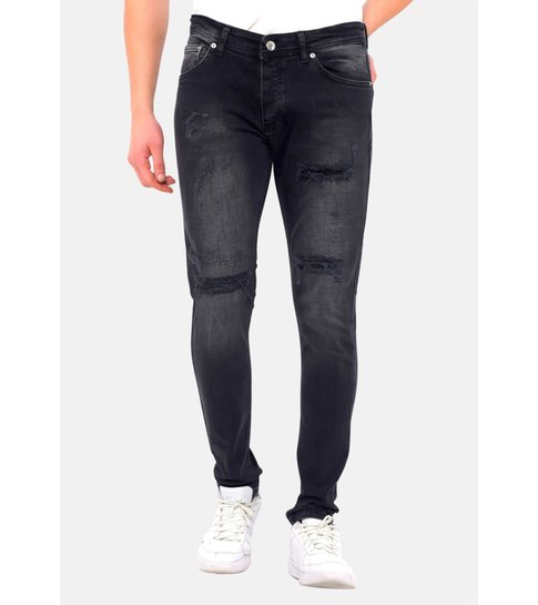 TRUE RISE Jeans Ripped Heren Slim Fit Strech -DC-053- Zwart