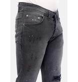 TRUE RISE Slim Fit Broek met Verfspatten Heren -DC-054- Grijs