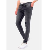 TRUE RISE Slim Fit Broek met Verfspatten Heren -DC-054- Grijs