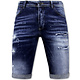 Stretch Short with Paint Splash Heren - Slim Fit -1074- Blauw
