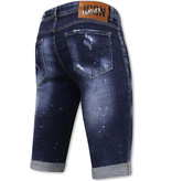 Local Fanatic  Stretch Short with Paint Splash Heren - Slim Fit -1074- Blauw