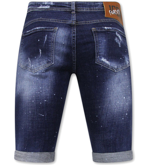 Local Fanatic  Stretch Short with Paint Splash Heren - Slim Fit -1074- Blauw