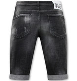 Local Fanatic Stonewashed Ripped Mannen Short - Slim Fit -1085- Zwart