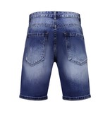 Enos Korte Spijkerbroek met Gaten - Denim Short - 953NW - Blauw