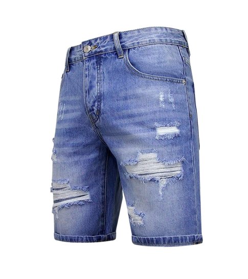 Enos Korte Broek Heren met Gaten - Denim Short - 951- Blauw