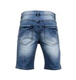 Enos Korte Broek Heren - Gescheurde Jeans Short - 9086 - Blauw