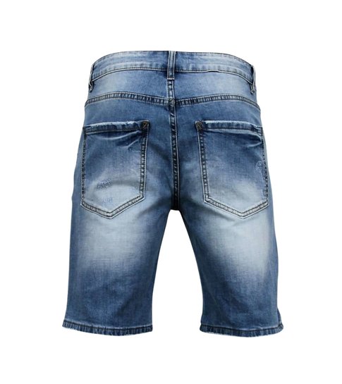 Enos Korte Broek Heren - Gescheurde Jeans Short - 9086 - Blauw