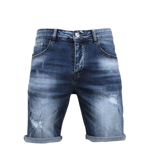 Enos Korte Broek Heren - Gescheurd Short - 9085 - Blauw