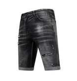 Local Fanatic Stonewashed Ripped Mannen Short - Slim Fit -1085- Zwart