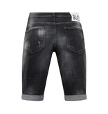 Local Fanatic Stonewashed Ripped Mannen Short - Slim Fit -1085- Zwart