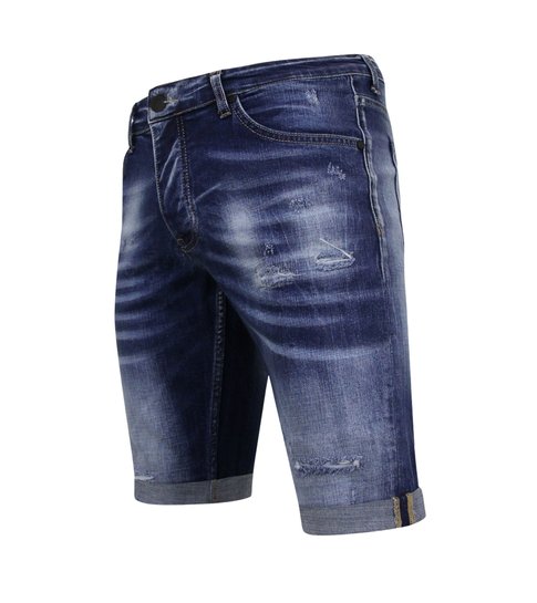Local Fanatic Blue Ripped Shorts Heren - Slim Fit -1081- Blauw