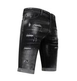 Local Fanatic Paint Splatter Destroy Shorts Stonewash Heren - Slim Fit -1084- Zwart