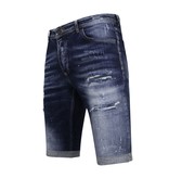 Local Fanatic  Stretch Short with Paint Splash Heren - Slim Fit -1074- Blauw