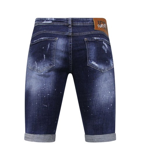 Local Fanatic  Stretch Short with Paint Splash Heren - Slim Fit -1074- Blauw