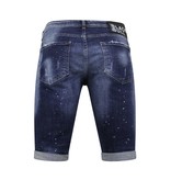 Local Fanatic Men's Paint Splatter Stonewashed Short - Slim Fit -1077- Blauw