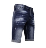 Local Fanatic Designer Shorts With Paint Splatter Heren - Slim Fit -1072- Blauw