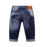 Local Fanatic Designer Shorts With Paint Splatter Heren - Slim Fit -1072- Blauw