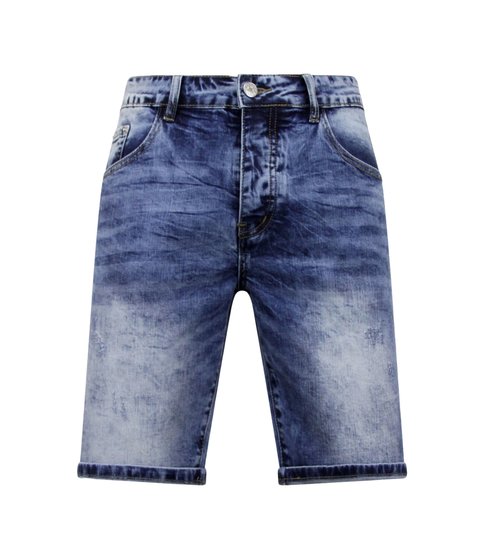 Enos Korte Spijkerbroek Heren Stretch - Denim Short - Blauw