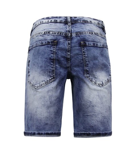 Enos Korte Spijkerbroek Heren Stretch - Denim Short - Blauw