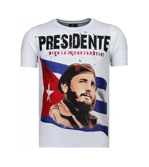 Local Fanatic Presidente - Rhinestone T-shirt - Wit