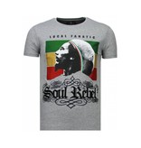 Local Fanatic Soul Rebel Bob Marley - Rhinestone T-shirt - Grijs