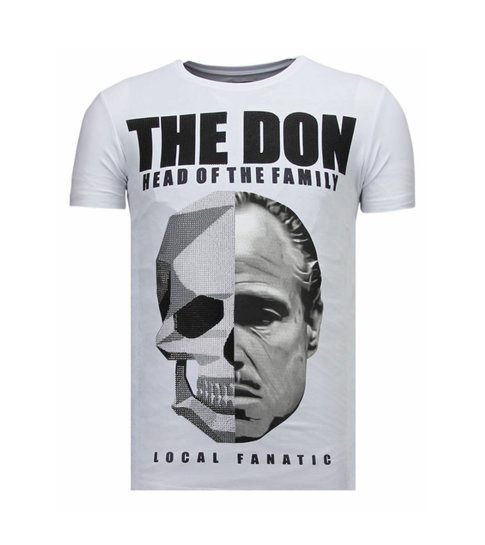 Local Fanatic The Don Skull - Rhinestone T-shirt - Wit