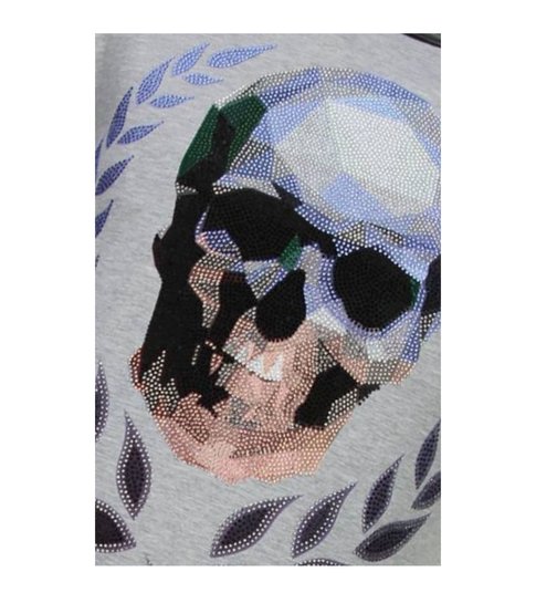 Local Fanatic Skull Originals - Rhinestone T-shirt - Grijs