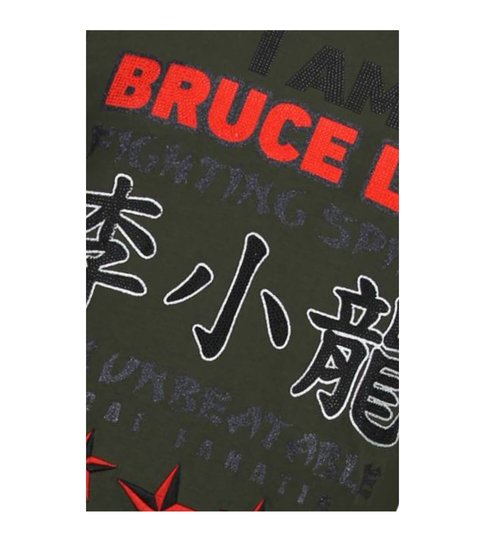 Local Fanatic Fighter - Bruce Lee T-shirt Rhinestones - Khaki