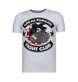 Local Fanatic Fight Club Spike - Rhinestone T-shirt - Wit