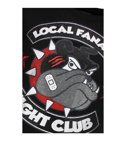 Local Fanatic Fight Club Spike - Rhinestone T-shirt - Zwart