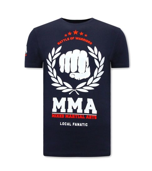 Local Fanatic  T-shirt Heren met Opdruk - MMA Fighter - Blauw
