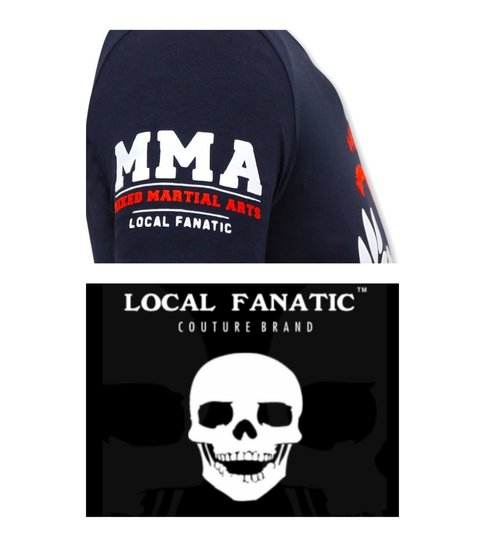 Local Fanatic  T-shirt Heren met Opdruk - MMA Fighter - Blauw