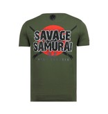 Local Fanatic Savage Samurai - Print T shirt Heren - 6327G - Groen