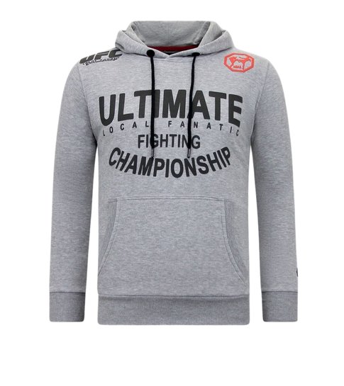 Local Fanatic Hoodie Heren Print - Ultimate Fighting - Grijs