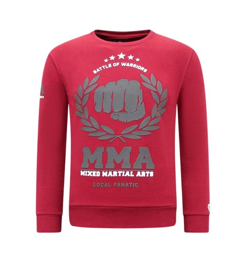 Local Fanatic Heren Sweater met Print - MMA Fighter  - Bordeaux