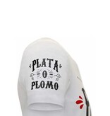 Local Fanatic Narcos Plata O Plomo T-shirt Heren  - Wit