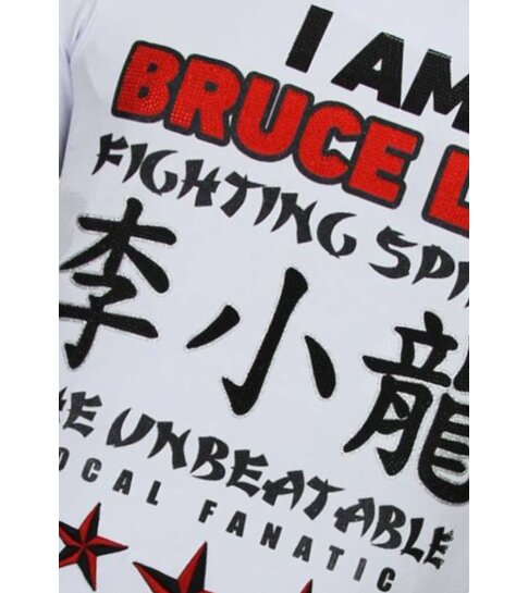 Local Fanatic Fighter - Bruce Lee T-shirt Rhinestones - Wit