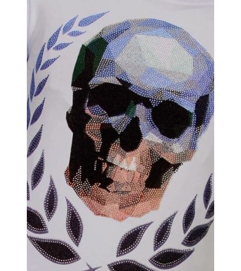 Local Fanatic Skull Originals - Rhinestone T-shirt - Wit