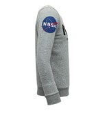 Local Fanatic Exclusieve Sweater Heren - Nasa American Flag - Grijs