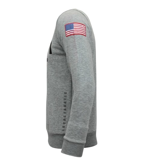 Local Fanatic Exclusieve Sweater Heren - Nasa American Flag - Grijs