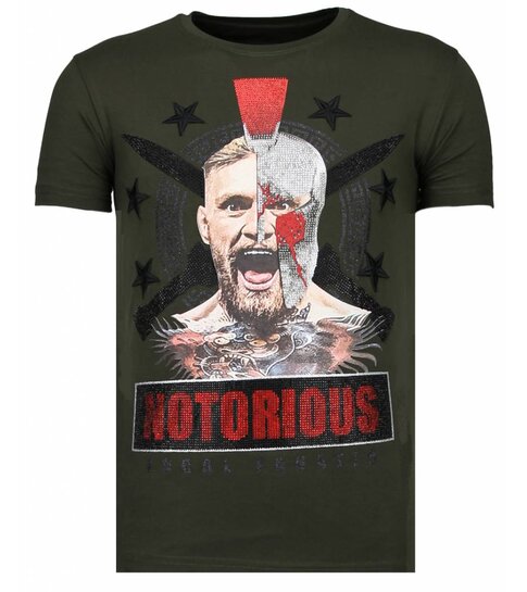 Local Fanatic Conor Notorious Warrior - Rhinestone T-shirt - Khaki