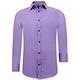 Luxe Blanco Mannen Satijn Overhemd - Slim Fit - 3073 - Paars