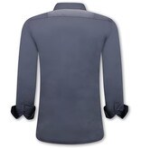 TONY BACKER Luxe Speciale Blanco Heren Overhemden  - Slim Fit - 3080 - Grijs