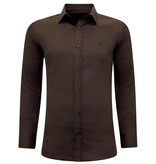 TONY BACKER Luxe Bijzondere Heren Overhemden - Slim Fit - 3084- Bruin