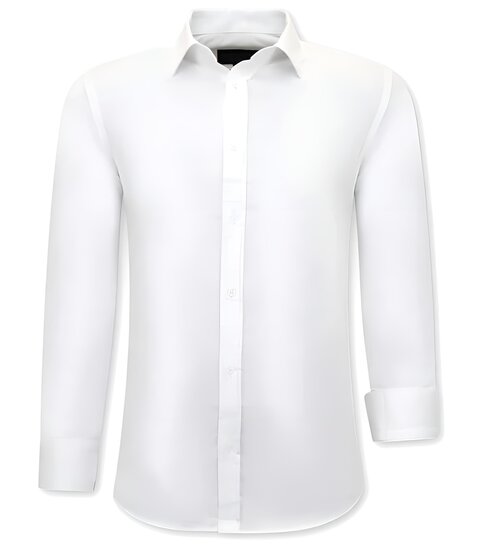 TONY BACKER Luxe Trendy Blanco Overhemden Heren - Slim Fit - 3079 - Wit