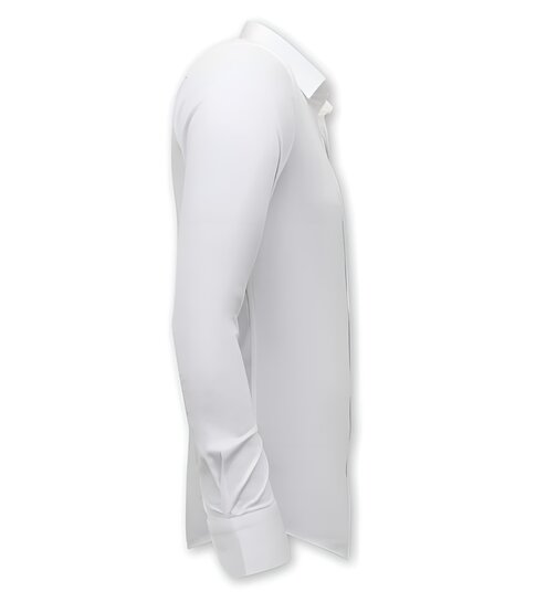 TONY BACKER Luxe Trendy Blanco Overhemden Heren - Slim Fit - 3079 - Wit