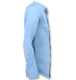 TONY BACKER Slim Fit Overhemd Mannen - Blanco Blouse  - 3040 - Licht Blauw