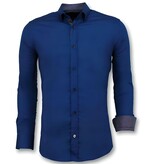 TONY BACKER Getailleerde Overhemden Mannen - Blanco Blouse  - 3041 - Blauw