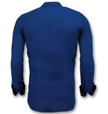 TONY BACKER Getailleerde Overhemden Mannen - Blanco Blouse  - 3041 - Blauw